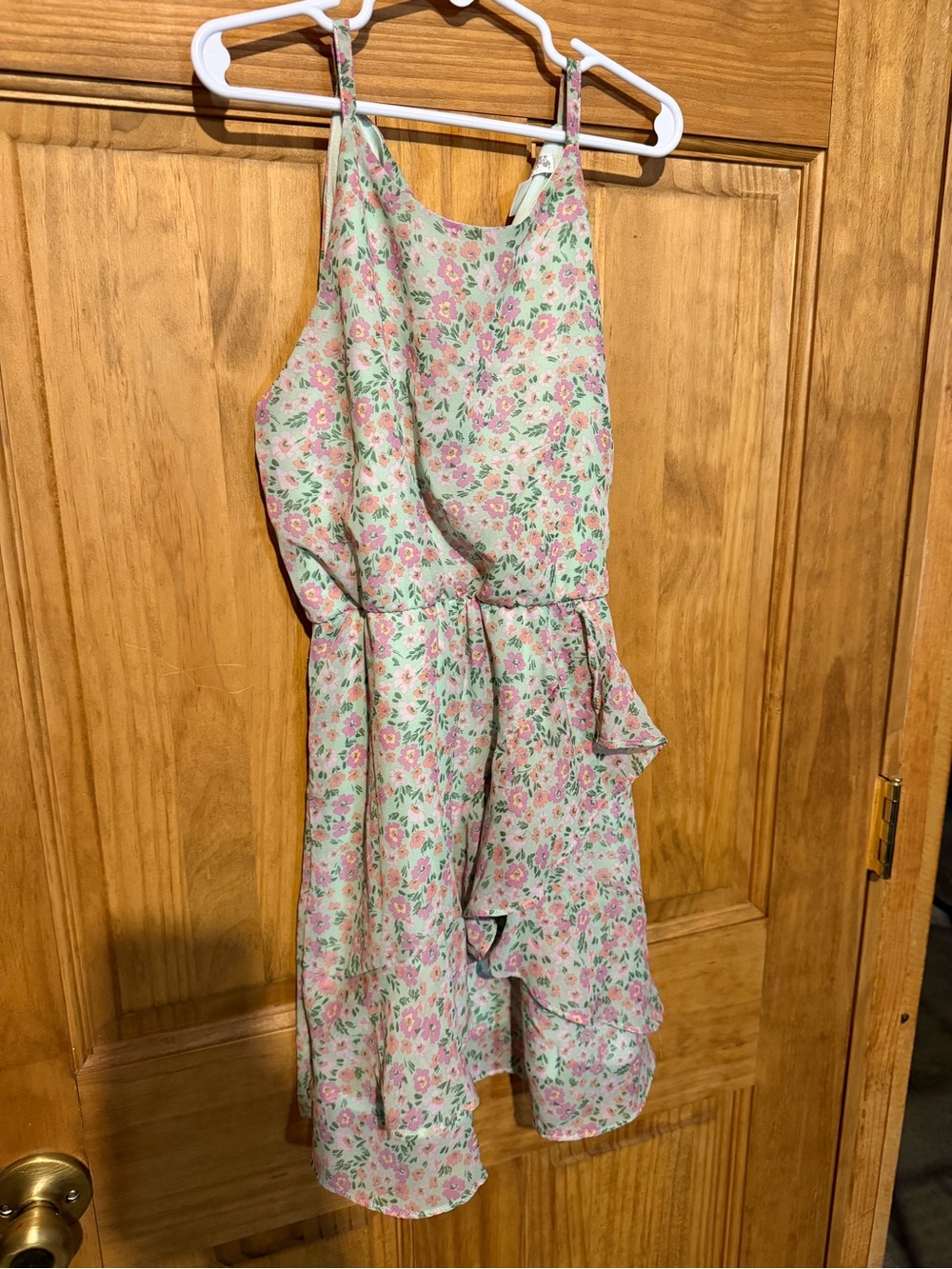 Knitworks Light Mint Green Floral Trim Dress (Mint, Pink)